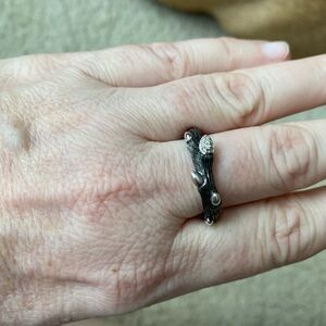 Silver Branch Ring with diamonds